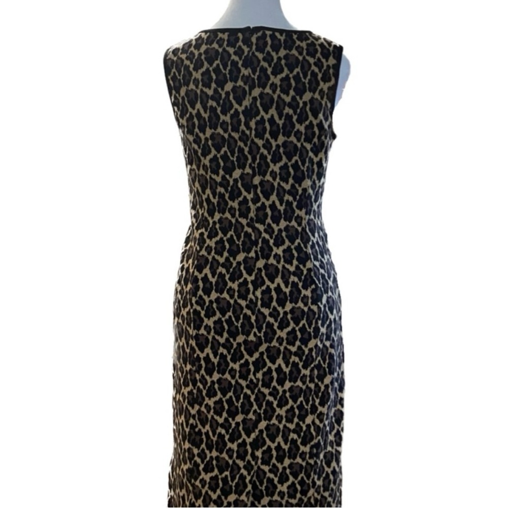 Talbots Leopard Print Sleeveless Jacquard Mini Dress Black Brown Tan LIKE NEW - Picture 6 of 7